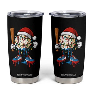 Christmas Baseball Ice Cream Drip Tumbler Cup Santa Sports Xmas Baseball Player TS10 Black Print Your Wear