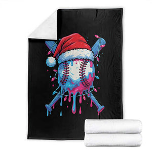 Christmas Baseball Ice Cream Drip Throw Blanket Santa Sports Xmas Light Boys Sprinkles Baseball Bat TS10 Black Print Your Wear