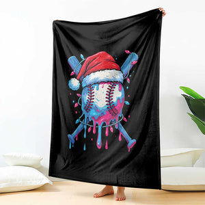 Christmas Baseball Ice Cream Drip Throw Blanket Santa Sports Xmas Light Boys Sprinkles Baseball Bat TS10 Print Your Wear