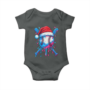 Christmas Baseball Ice Cream Drip Baby Onesie Santa Sports Xmas Light Boys Sprinkles Baseball Bat TS10 Dark Heather Print Your Wear
