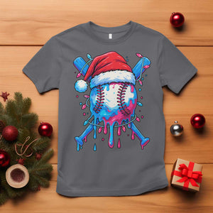 Christmas Baseball Ice Cream Drip T Shirt Santa Sports Xmas Light Boys Sprinkles Baseball Bat TS10 Charcoal Print Your Wear