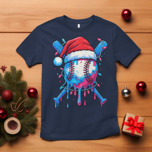 Christmas Baseball Ice Cream Drip T Shirt Santa Sports Xmas Light Boys Sprinkles Baseball Bat TS10 Navy Print Your Wear