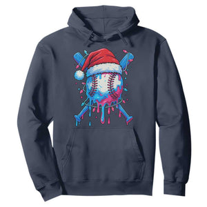 Christmas Baseball Ice Cream Drip Hoodie Santa Sports Xmas Light Boys Sprinkles Baseball Bat TS10 Navy Print Your Wear