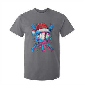 Christmas Baseball Ice Cream Drip T Shirt For Kid Santa Sports Xmas Light Boys Sprinkles Baseball Bat TS10 Charcoal Print Your Wear
