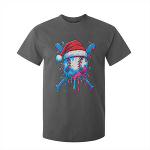 Christmas Baseball Ice Cream Drip T Shirt For Kid Santa Sports Xmas Light Boys Sprinkles Baseball Bat TS10 Dark Heather Print Your Wear