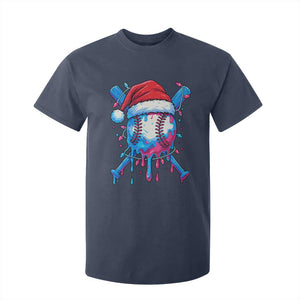 Christmas Baseball Ice Cream Drip T Shirt For Kid Santa Sports Xmas Light Boys Sprinkles Baseball Bat TS10 Navy Print Your Wear