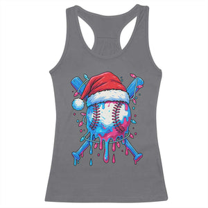 Christmas Baseball Ice Cream Drip Racerback Tank Top Santa Sports Xmas Light Boys Sprinkles Baseball Bat TS10 Charcoal Print Your Wear