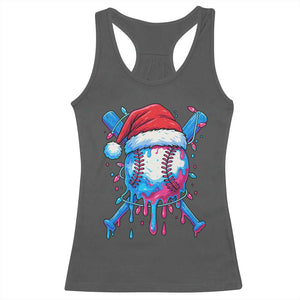 Christmas Baseball Ice Cream Drip Racerback Tank Top Santa Sports Xmas Light Boys Sprinkles Baseball Bat TS10 Dark Heather Print Your Wear