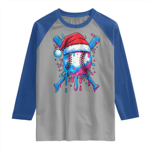 Christmas Baseball Ice Cream Drip Raglan Shirt Santa Sports Xmas Light Boys Sprinkles Baseball Bat TS10 Sport Gray Royal Print Your Wear