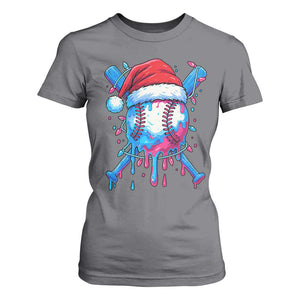 Christmas Baseball Ice Cream Drip T Shirt For Women Santa Sports Xmas Light Boys Sprinkles Baseball Bat TS10 Charcoal Print Your Wear