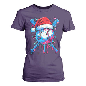 Christmas Baseball Ice Cream Drip T Shirt For Women Santa Sports Xmas Light Boys Sprinkles Baseball Bat TS10 Purple Print Your Wear