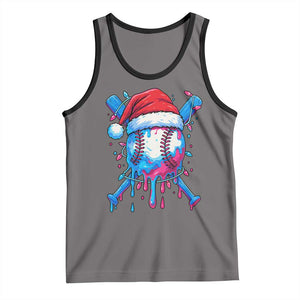 Christmas Baseball Ice Cream Drip Tank Top Santa Sports Xmas Light Boys Sprinkles Baseball Bat TS10 Deep Heather Black Print Your Wear