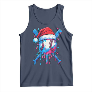 Christmas Baseball Ice Cream Drip Tank Top Santa Sports Xmas Light Boys Sprinkles Baseball Bat TS10 Navy Print Your Wear