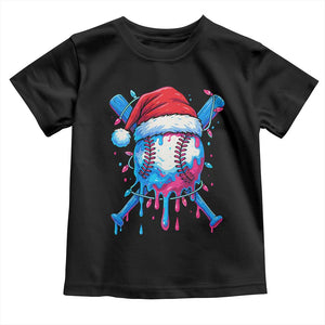 Christmas Baseball Ice Cream Drip Toddler T Shirt Santa Sports Xmas Light Boys Sprinkles Baseball Bat TS10 Black Print Your Wear
