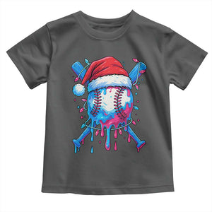 Christmas Baseball Ice Cream Drip Toddler T Shirt Santa Sports Xmas Light Boys Sprinkles Baseball Bat TS10 Dark Heather Print Your Wear