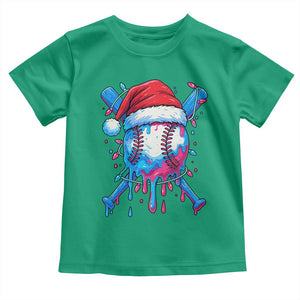 Christmas Baseball Ice Cream Drip Toddler T Shirt Santa Sports Xmas Light Boys Sprinkles Baseball Bat TS10 Irish Green Print Your Wear