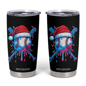 Christmas Baseball Ice Cream Drip Tumbler Cup Santa Sports Xmas Light Boys Sprinkles Baseball Bat TS10 Black Print Your Wear