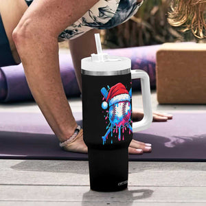 Christmas Baseball Ice Cream Drip Tumbler With Handle Santa Sports Xmas Light Boys Sprinkles Baseball Bat TS10 Print Your Wear