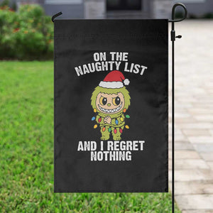 Funny Christmas Garden Flag On the Naughty List I Regret Nothing Kawaii Bubu TS10 Print Your Wear