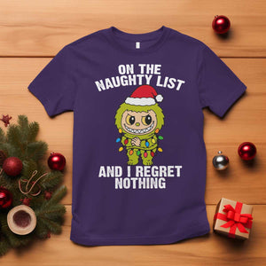Funny Christmas T Shirt On the Naughty List I Regret Nothing Kawaii Bubu TS10 Purple Print Your Wear