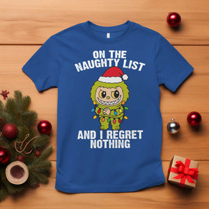 Funny Christmas T Shirt On the Naughty List I Regret Nothing Kawaii Bubu TS10 Royal Blue Print Your Wear