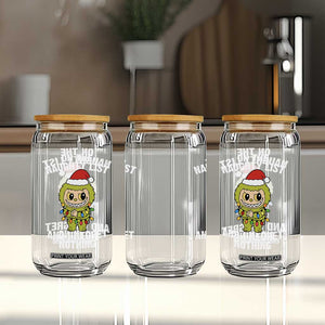 Funny Christmas Glass Can On the Naughty List I Regret Nothing Kawaii Bubu TS10 Print Your Wear