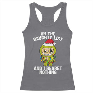 Funny Christmas Racerback Tank Top On the Naughty List I Regret Nothing Kawaii Bubu TS10 Charcoal Print Your Wear