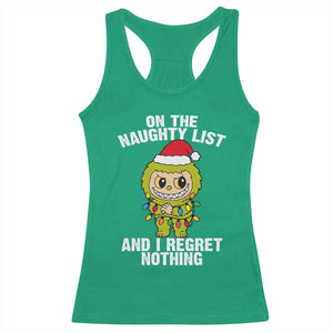 Funny Christmas Racerback Tank Top On the Naughty List I Regret Nothing Kawaii Bubu TS10 Irish Green Print Your Wear