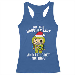 Funny Christmas Racerback Tank Top On the Naughty List I Regret Nothing Kawaii Bubu TS10 Royal Blue Print Your Wear