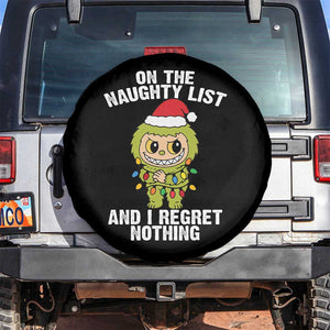 Funny Christmas Spare Tire Cover On the Naughty List I Regret Nothing Kawaii Bubu TS10 No hole Black Print Your Wear