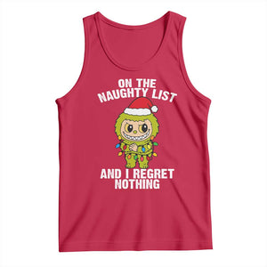 Funny Christmas Tank Top On the Naughty List I Regret Nothing Kawaii Bubu TS10 Red Print Your Wear