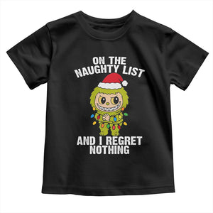Funny Christmas Toddler T Shirt On the Naughty List I Regret Nothing Kawaii Bubu TS10 Black Print Your Wear