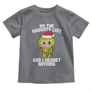 Funny Christmas Toddler T Shirt On the Naughty List I Regret Nothing Kawaii Bubu TS10 Charcoal Print Your Wear