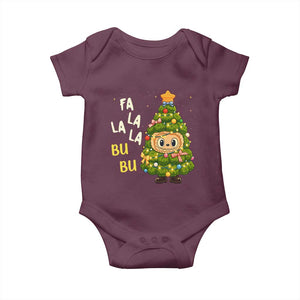 Funny Christmas Baby Onesie Fa La La La Bu Bu Xmas Song Kawaii Bubu TS10 Maroon Print Your Wear