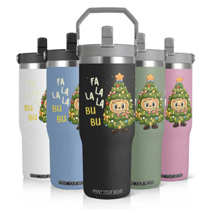 Funny Christmas Flip Straw Tumbler Fa La La La Bu Bu Xmas Song Kawaii Bubu TS10 Print Your Wear