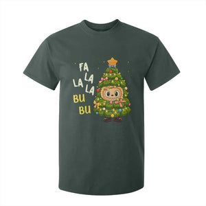 Funny Christmas T Shirt For Kid Fa La La La Bu Bu Xmas Song Kawaii Bubu TS10 Dark Forest Green Print Your Wear