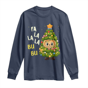 Funny Christmas Long Sleeve Shirt Fa La La La Bu Bu Xmas Song Kawaii Bubu TS10 Navy Print Your Wear