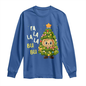 Funny Christmas Long Sleeve Shirt Fa La La La Bu Bu Xmas Song Kawaii Bubu TS10 Royal Blue Print Your Wear