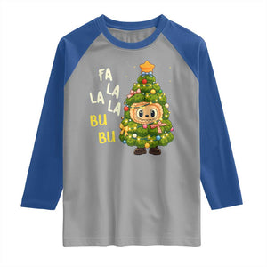 Funny Christmas Raglan Shirt Fa La La La Bu Bu Xmas Song Kawaii Bubu TS10 Sport Gray Royal Print Your Wear