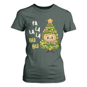 Funny Christmas T Shirt For Women Fa La La La Bu Bu Xmas Song Kawaii Bubu TS10 Dark Forest Green Print Your Wear