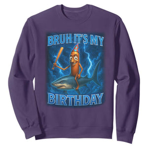 Bruh Its My Birthday Sweatshirt Italian Brainrot Meme Birthday Kids Family Party Bday TS10 Purple Print Your Wear