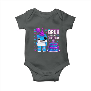 Bruh Its My Birthday Baby Onesie Italian Brainrot Meme Family Party Bday Los Tralaleritos TS10 Dark Heather Print Your Wear