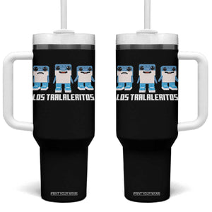 Italian Brainrot Meme Shark Tumbler With Handle Tralalero Tralala Los Tralaleritos Funny Animals TS10 One Size: 40 oz Black Print Your Wear