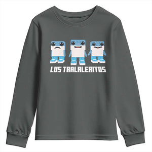 Italian Brainrot Meme Shark Youth Sweatshirt Tralalero Tralala Los Tralaleritos Funny Animals TS10 Dark Heather Print Your Wear