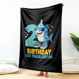 2 Years Old Birthday Brainrot Throw Blanket Funny Tralalero Tralala Los Tralaleritos Meme Shark TS10 Print Your Wear