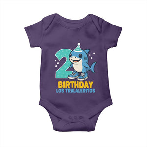 2 Years Old Birthday Brainrot Baby Onesie Funny Tralalero Tralala Los Tralaleritos Meme Shark TS10 Purple Print Your Wear