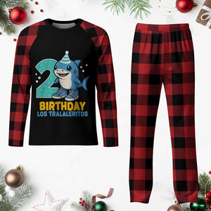 2 Years Old Birthday Brainrot Plaid Pajama Set Funny Tralalero Tralala Los Tralaleritos Meme Shark TS10 Buffalo Plaid Print Your Wear