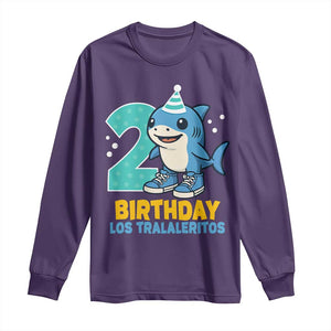 2 Years Old Birthday Brainrot Long Sleeve Shirt Funny Tralalero Tralala Los Tralaleritos Meme Shark TS10 Purple Print Your Wear