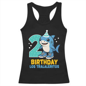 2 Years Old Birthday Brainrot Racerback Tank Top Funny Tralalero Tralala Los Tralaleritos Meme Shark TS10 Black Print Your Wear