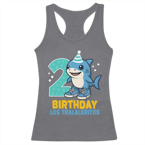 2 Years Old Birthday Brainrot Racerback Tank Top Funny Tralalero Tralala Los Tralaleritos Meme Shark TS10 Charcoal Print Your Wear